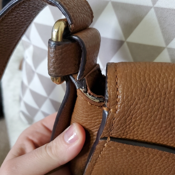 Michael Kors Maxine Brown Leather Saddle Bag - Picture 6 of 10